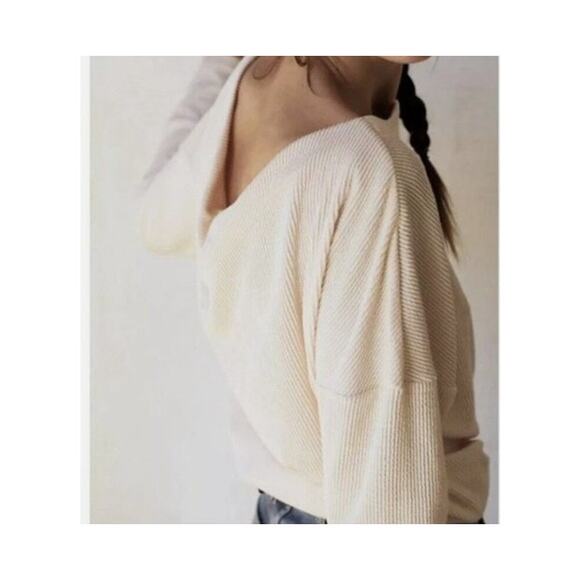 Maeve by Anthropologie Kasi Ribbed Draped Back Pullover Top Sz Small - Picture 2 of 7